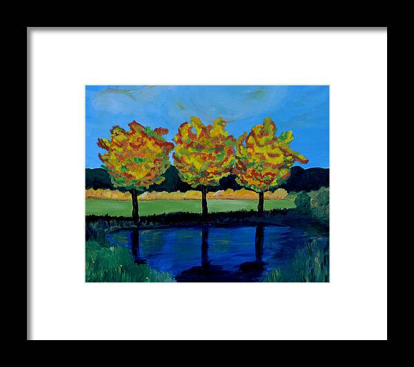 Sumac Trees Framed Print featuring the painting Sumac Trees in Fall by Haleh Mahbod