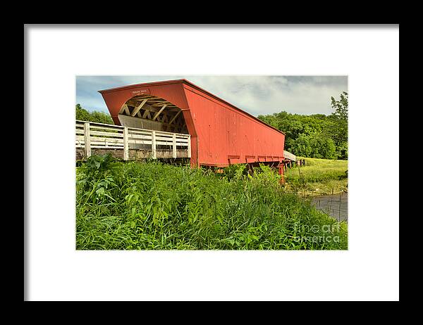Roseman Framed Print featuring the photograph Summer At The Roseman Covered Bridge by Adam Jewell