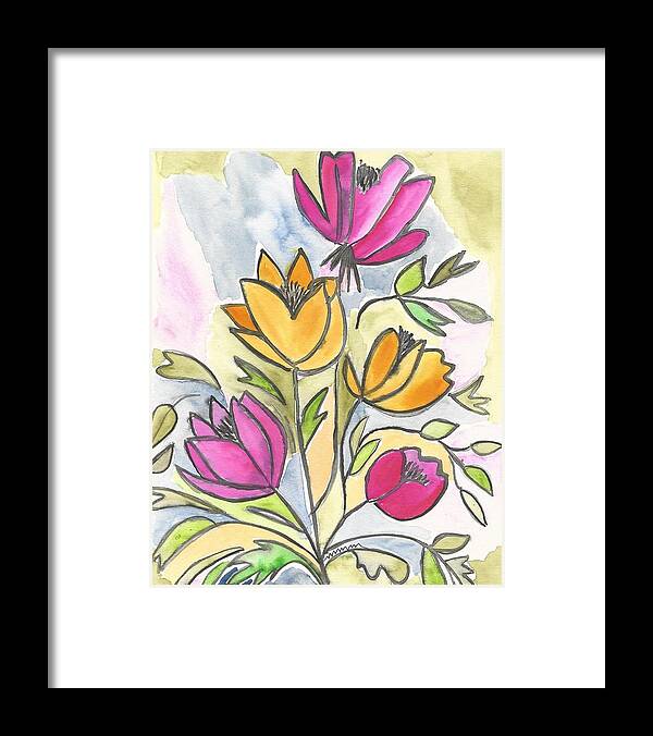 Floral Framed Print featuring the painting Summer Bouquet by Monica Martin