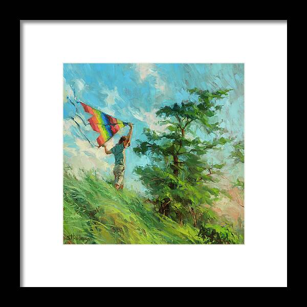 Boy Framed Print featuring the painting Summer Breeze by Steve Henderson