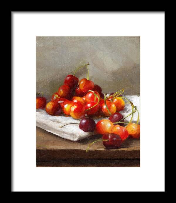 Cherries Framed Print featuring the painting Summer Cherries by Robert Papp