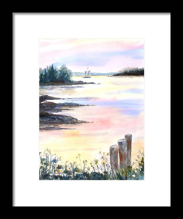 Maine Framed Print featuring the painting Summer evening by Diane Kirk