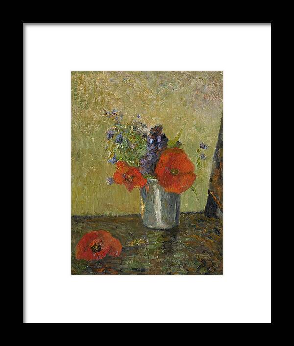 Paul Gauguin Framed Print featuring the painting Summer Flowers in a Cup by Paul Gauguin