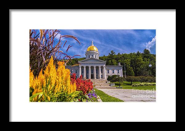 Vermont; New England; Montpelier Vermont; Vermont Statehouse; Summer; Green Mountains; Scenic Vermont Photography; Scenic Vermont Framed Print featuring the photograph Summer flowers by Scenic Vermont Photography