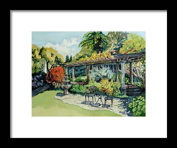 Green Framed Print featuring the painting Summer Gardens by Sonia Mocnik