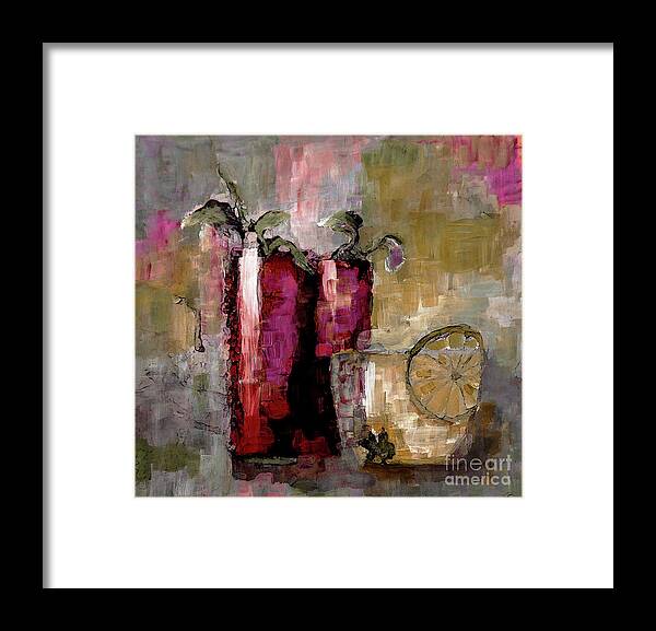 Summer Framed Print featuring the digital art Summer Sunday Sangria With Lemon Water Infusion Painting by Lisa Kaiser