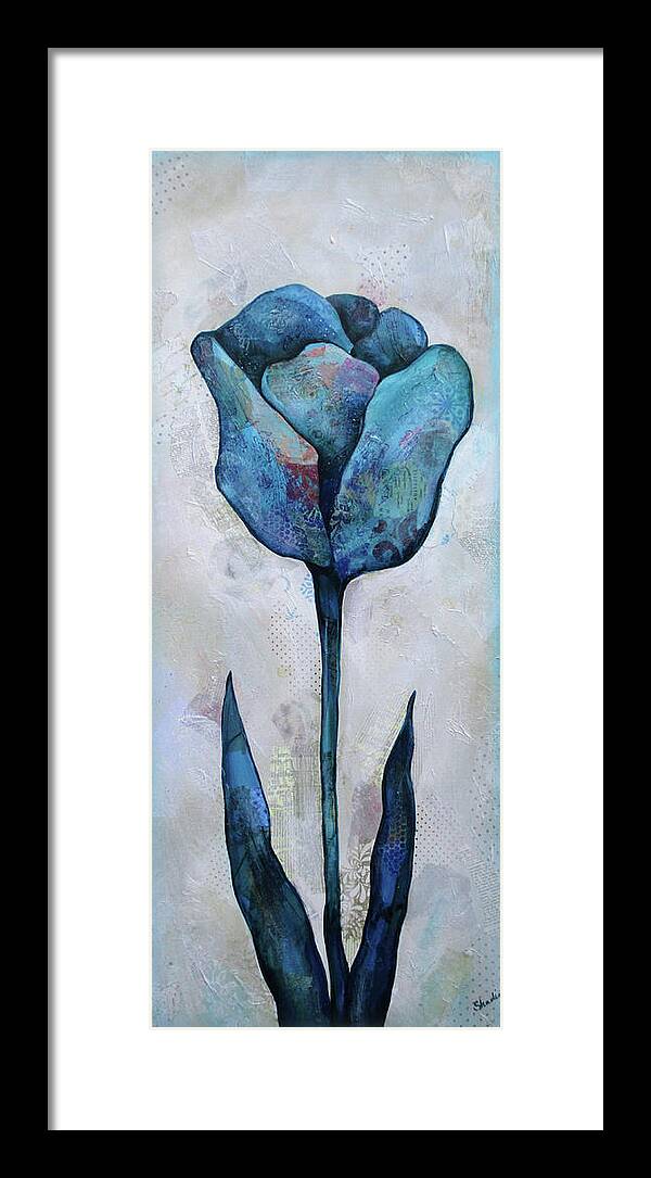 Blue Framed Print featuring the painting Summer Tulip I by Shadia Derbyshire