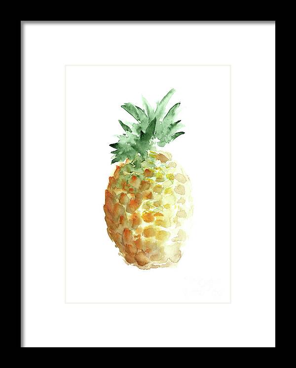  Prints Framed Print featuring the painting Pineapple Art Print, Summer Watercolor Painting, Hawaii Fruits by Joanna Szmerdt