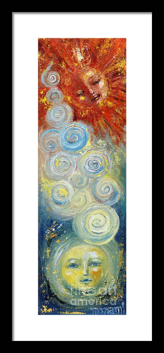 Sun Framed Print featuring the painting Sun and Moon by Manami Lingerfelt