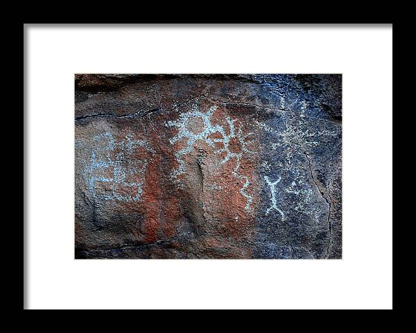 Petroglyphs Framed Print featuring the photograph Sun Flower Meteors by Glory Ann Penington