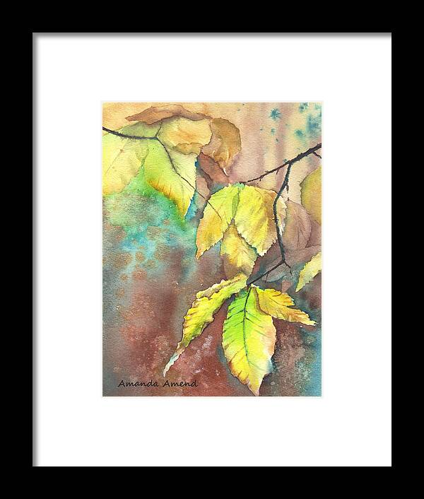 Leaves Framed Print featuring the painting Sun Kissed 2 by Amanda Amend