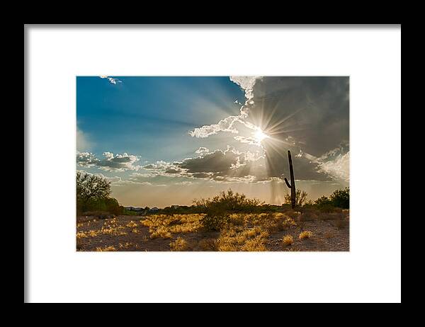 Tucson Framed Print featuring the photograph Sun Rays in Tucson by Dan McManus