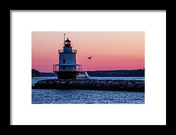 Spring Point Ledge Lighthouse Framed Print featuring the photograph Sun Rise at Spring Point by Darryl Hendricks