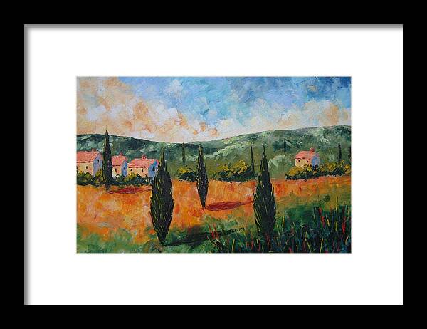 Seascape Framed Print featuring the painting Sun set in Provence by Frederic Payet