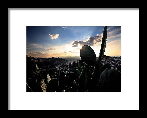 Alhambra Framed Print featuring the photograph Sun sets on the Alhambra by Jason Hochman