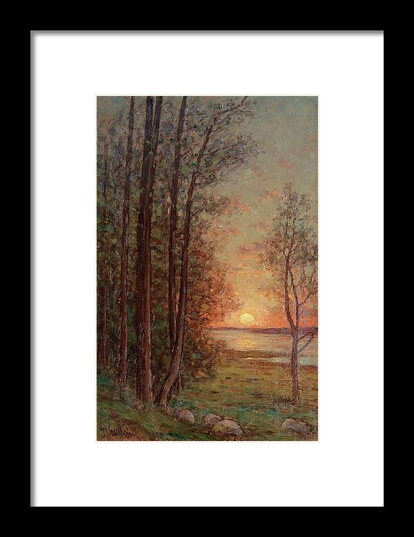 Per Ekstr�m Framed Print featuring the painting Sun Setting Over The Sea by MotionAge Designs