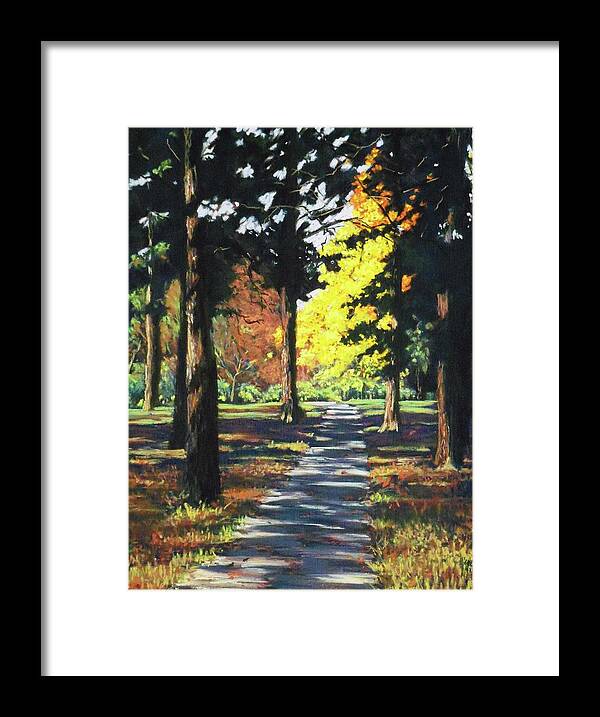 Landscape Framed Print featuring the pastel Sun-Shade Path by Diana Colgate