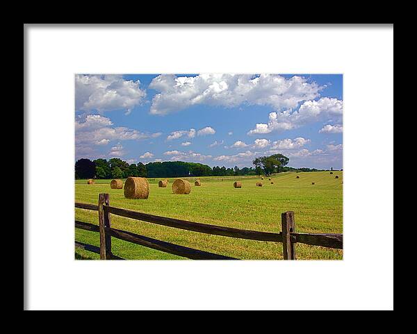 Landscape Framed Print featuring the photograph Sun Shone Hay Made by Byron Varvarigos
