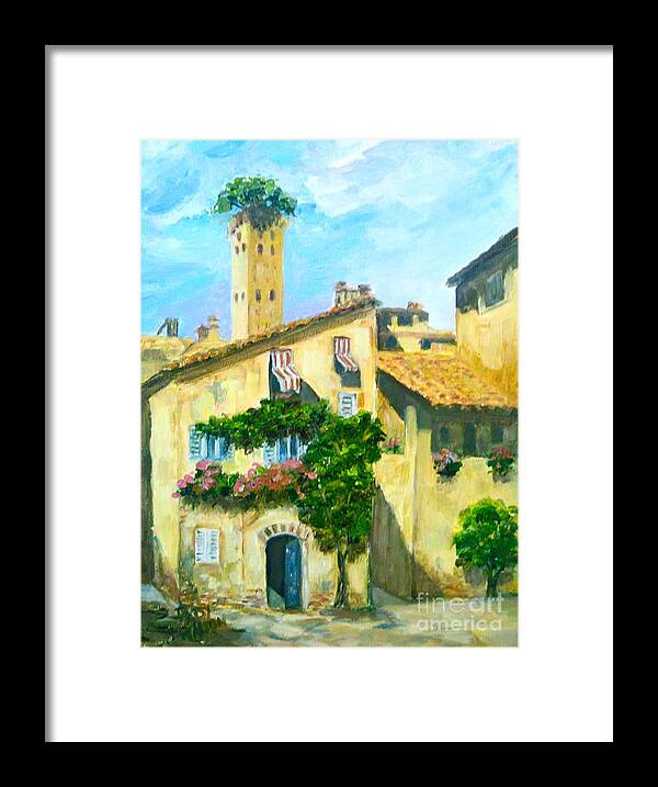 Tower Framed Print featuring the painting Sunday in Siena by Patsy Walton