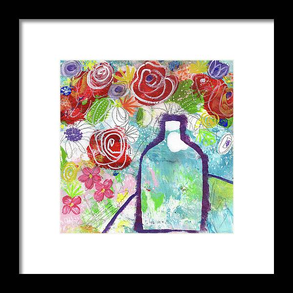 Floral Framed Print featuring the painting Sunday Market Flowers 2- Art by Linda Woods by Linda Woods