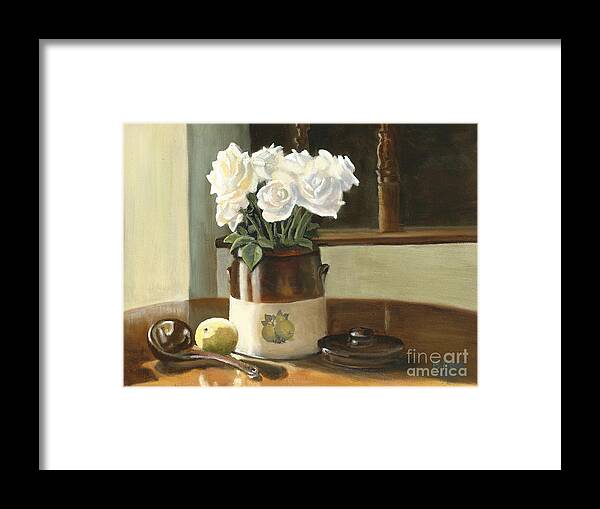 Still Life Framed Print featuring the painting Sunday Morning and Roses - Study by Marlene Book