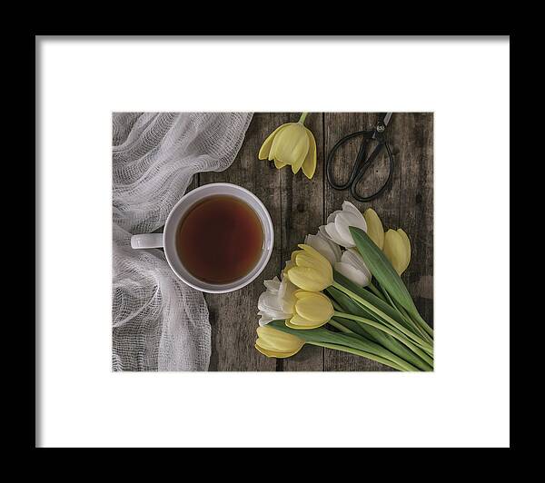 Tulips Framed Print featuring the photograph Sunday Morning Tea Time by Kim Hojnacki