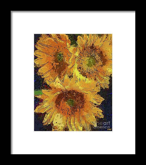 Digital Art Framed Print featuring the digital art Sunflower Bouquet by Dragica Micki Fortuna
