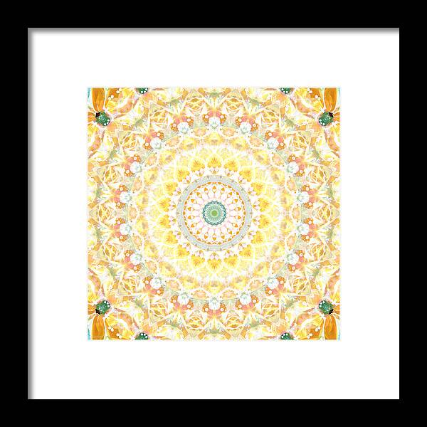 Sunflower Framed Print featuring the painting Sunflower Mandala- Abstract Art by Linda Woods by Linda Woods
