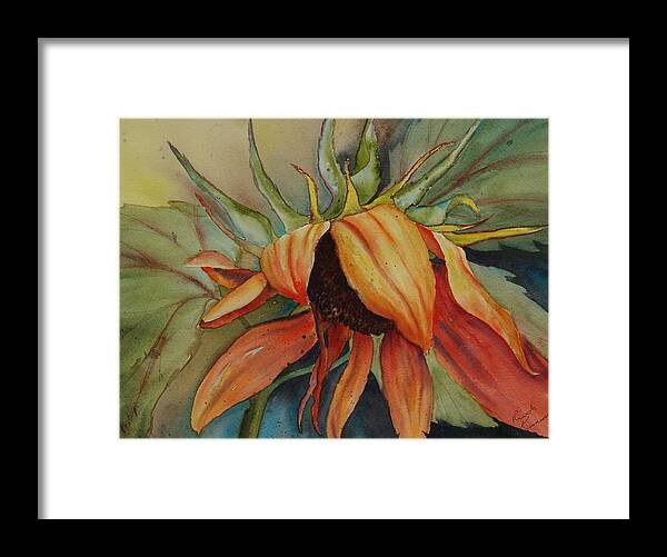 Sunflower Framed Print featuring the painting Sunflower by Ruth Kamenev