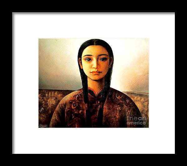 Portrait Framed Print featuring the painting Sunflower by Shijun Munns
