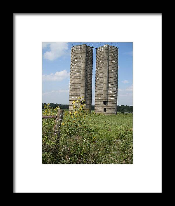Grain Silos Framed Print featuring the photograph Sunflower Silos by Lewis Lowell