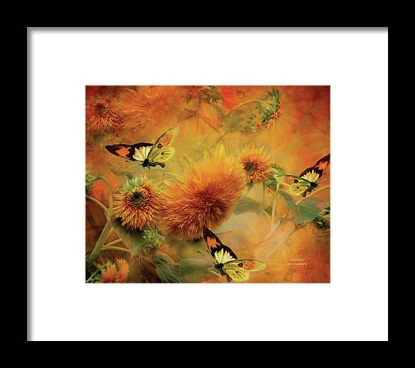 Sunflower Framed Print featuring the mixed media Sunflowers by Carol Cavalaris
