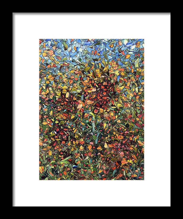 Abstract Framed Print featuring the painting Sunflowers by James W Johnson
