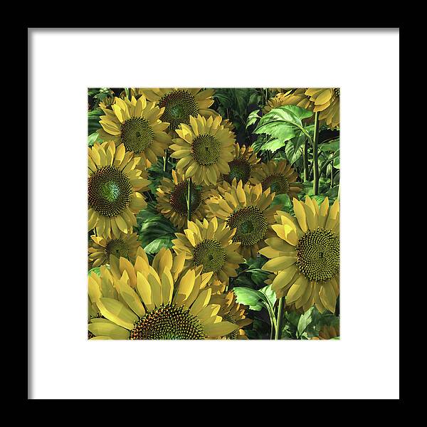 Flowers Framed Print featuring the digital art Sunflowers by Jan Keteleer