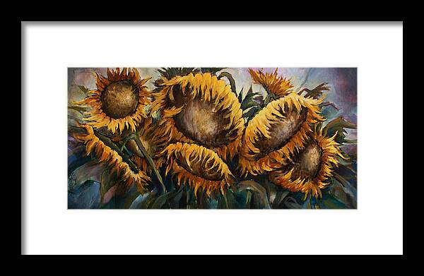 Flowers Framed Print featuring the painting Sunflowers by Michael Lang