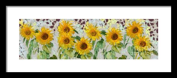 Sunflowers Framed Print featuring the painting Sunflowers Wide by Edward Fielding