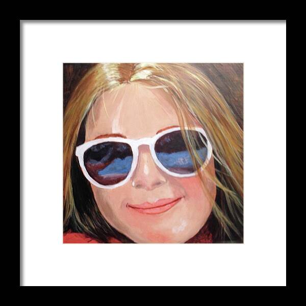 Portrait Framed Print featuring the painting Sunglass reflections by Donna Tucker