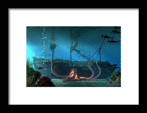 Shipwreck Framed Print featuring the digital art Sunken by Daniel Eskridge