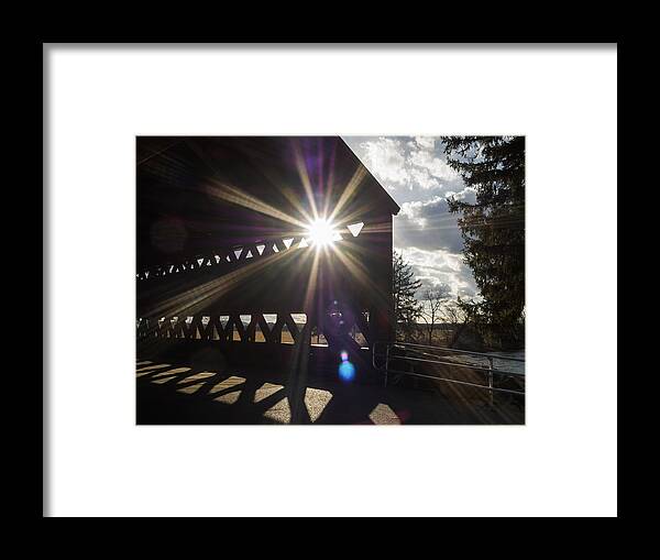 Adams Framed Print featuring the photograph Sunlight through Sachs Covered Bridge by Marianne Campolongo