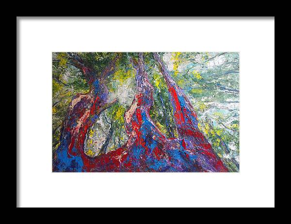 Trees Framed Print featuring the painting Sunlight Through The Trees by Koro Arandia