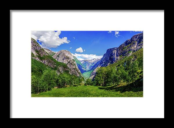 Europe Framed Print featuring the photograph Sunny day in Naroydalen valley by Dmytro Korol