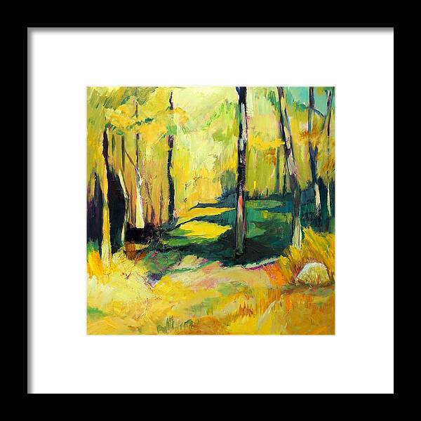 Yellow Framed Print featuring the painting Sunny Meadow by Jillian Goldberg