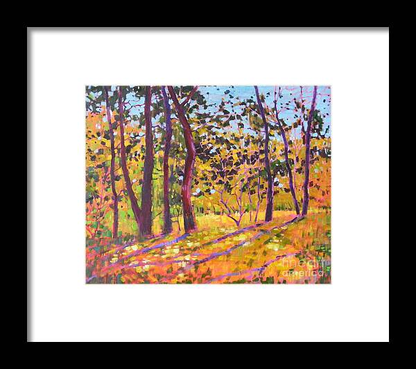 Landscape Framed Print featuring the painting Sunny place by Celine K Yong