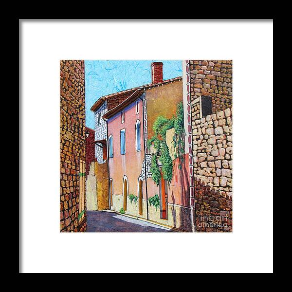 Street Framed Print featuring the mixed media Sunny Side of the Street by Pamela Iris Harden