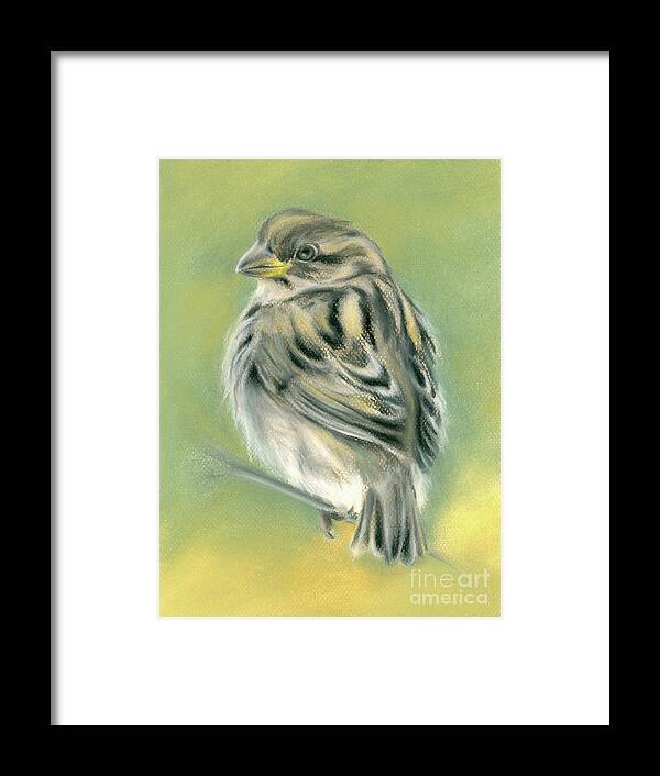 Bird Framed Print featuring the painting Sunny Sparrow by MM Anderson