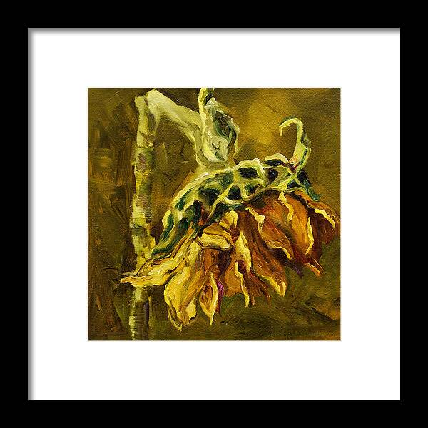 Floral Framed Print featuring the painting Sunny Sunflower by Diane Whitehead