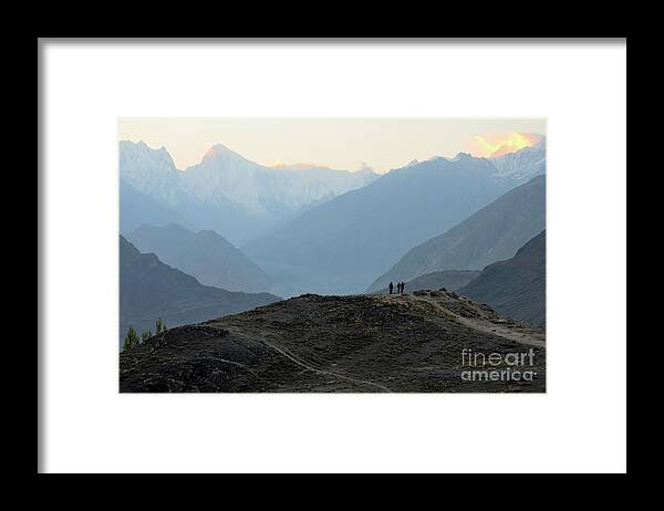 Mountains Framed Print featuring the photograph Sunrise among the Karakoram mountains in Hunza Valley Pakistan by Imran Ahmed