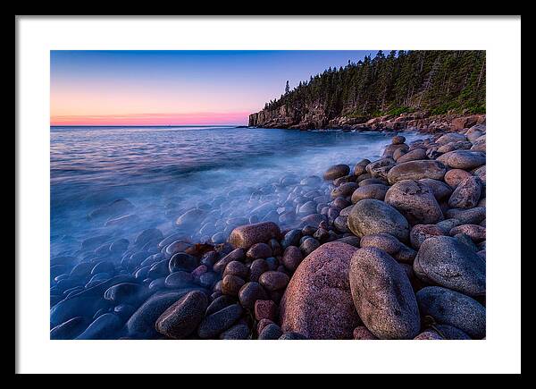 Acadia Framed Print featuring the photograph Sunrise At Boulder Beach Acadia NP by Jeff Sinon