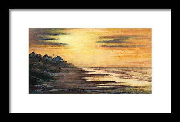 Sunrise Framed Print featuring the painting Sunrise at Crystal Beach by Randy Welborn