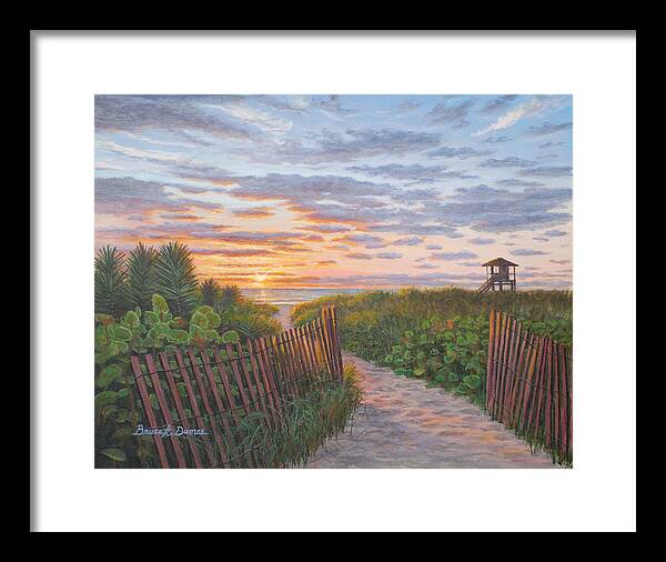 Seascape Framed Print featuring the painting Sunrise at Delray Beach by Bruce Dumas